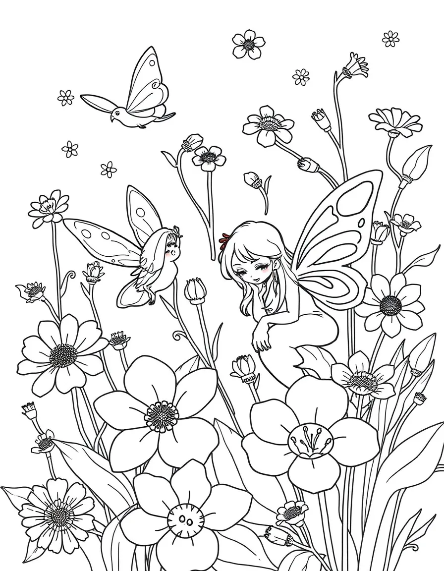 Flower fairies hiding among blooms