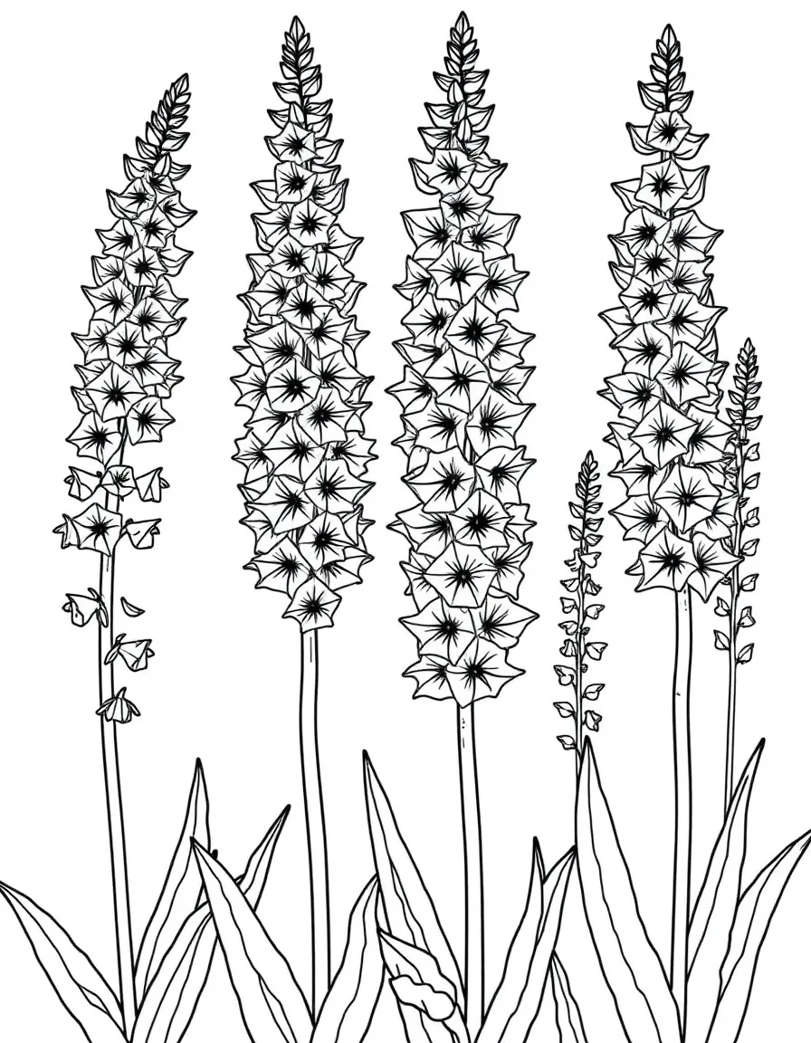 Delphinium spires of varied heights and colors