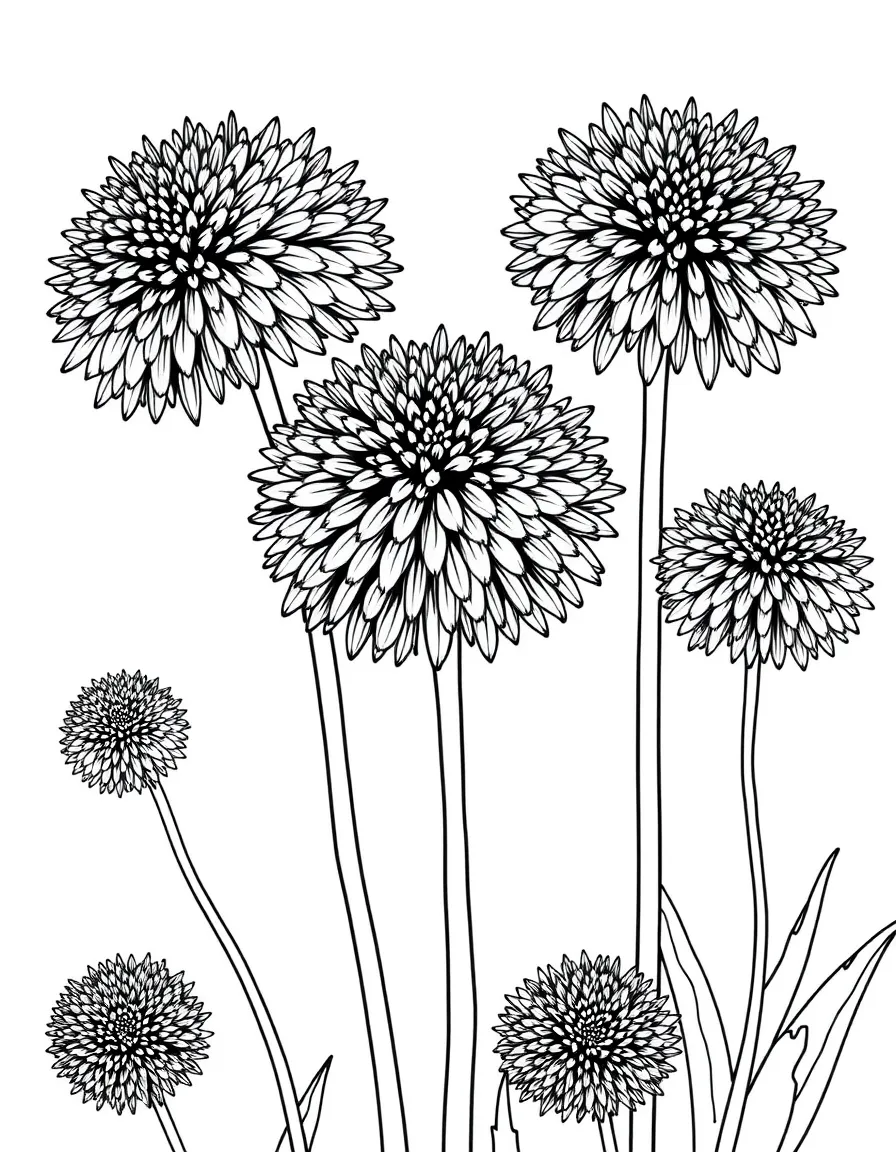 Decorative allium flowers with their spherical shape