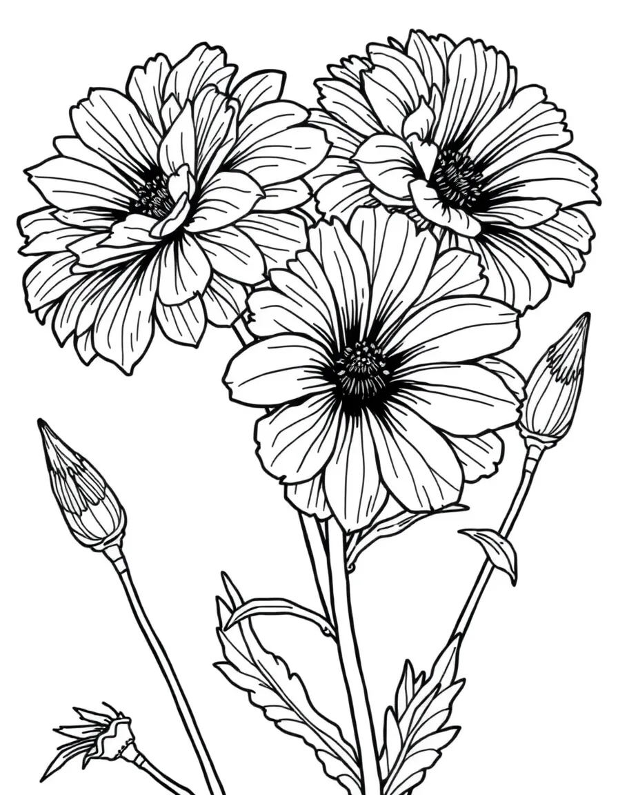 Dianthus with their distinctive patterned petals