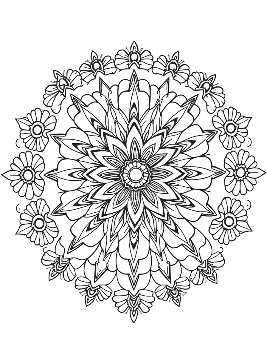 Detailed flower mandalas in circular arrangements