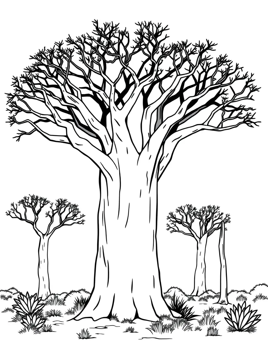 Baobab trees with their distinctive silhouettes