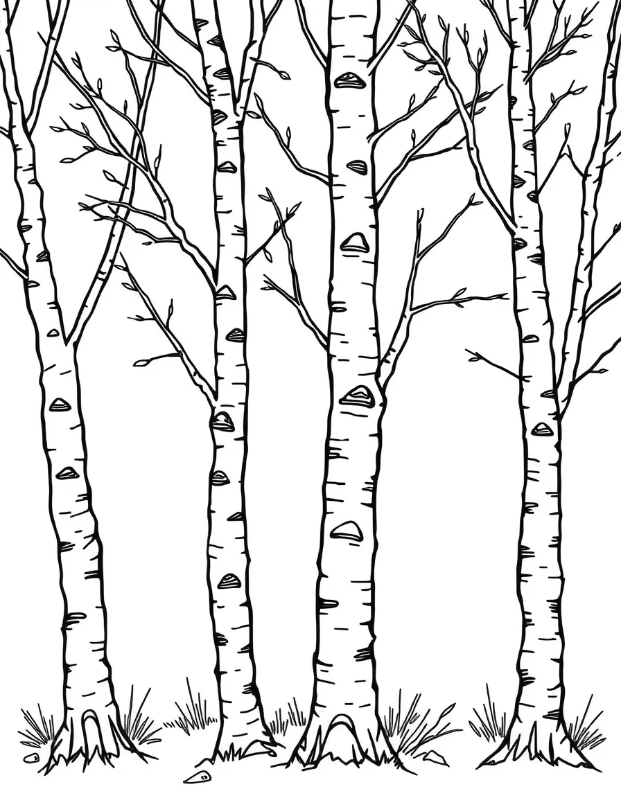 Birch trees with their distinctive peeling bark