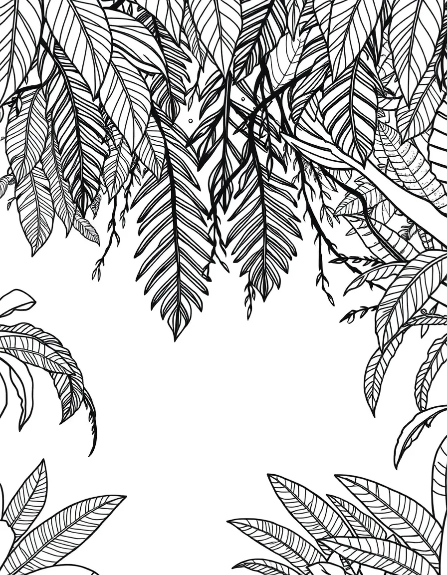 A rainforest canopy from below