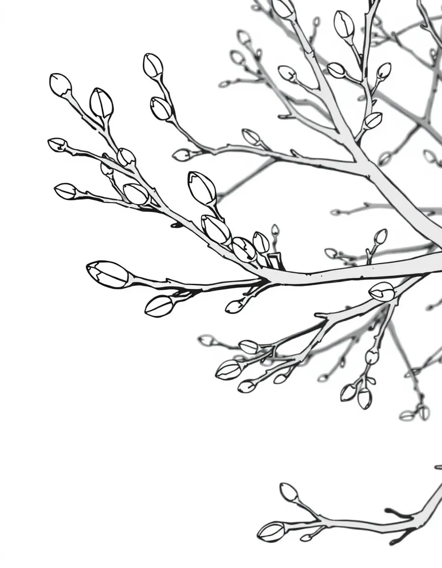 A close-up of budding spring tree branches