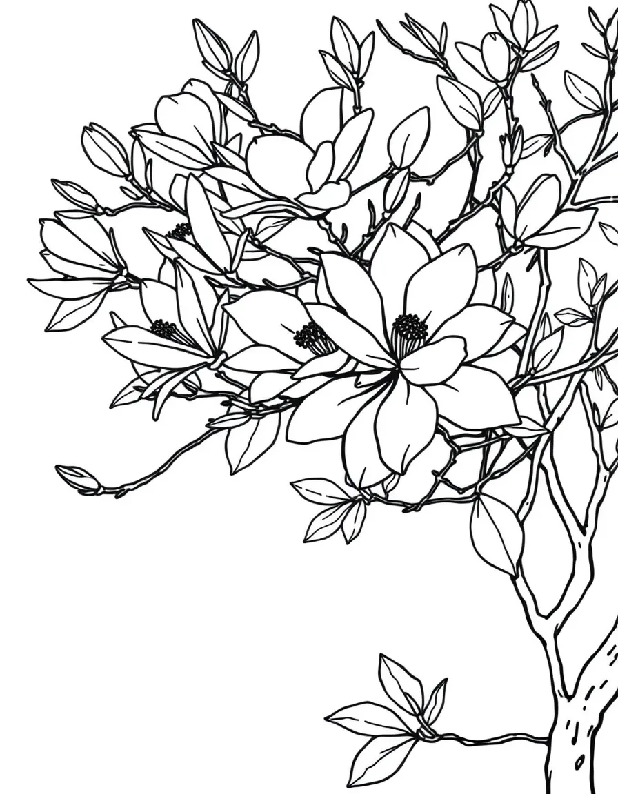 Magnolia tree with large, fragrant blossoms