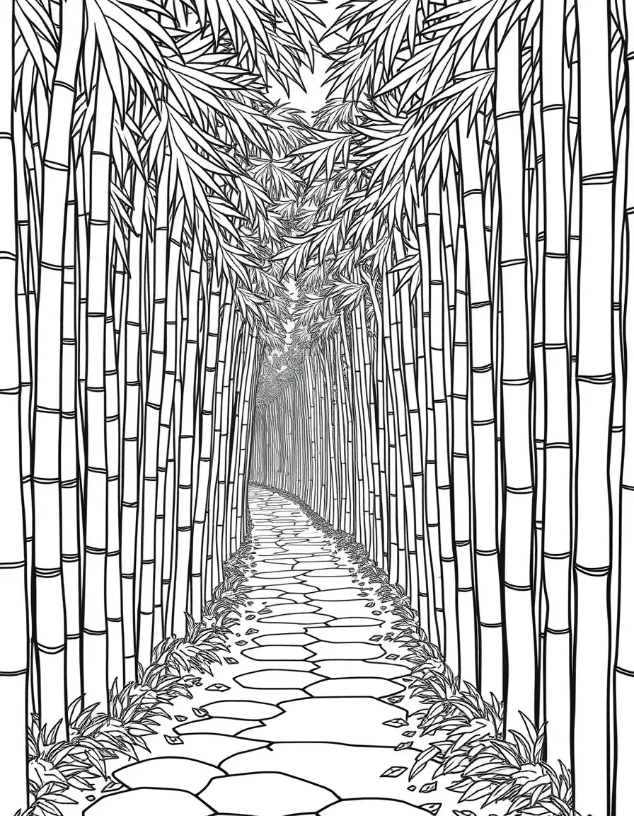 A path through a bamboo forest