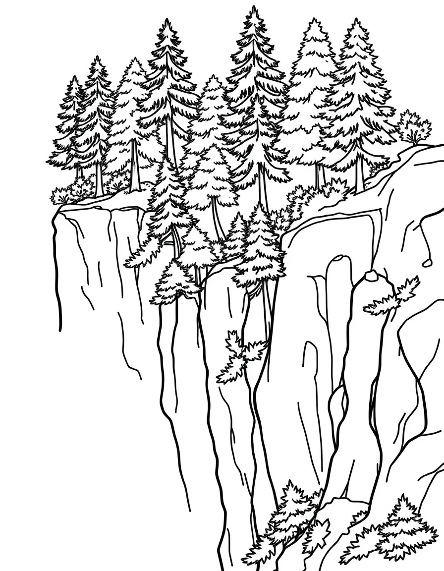 Trees growing on a cliff face
