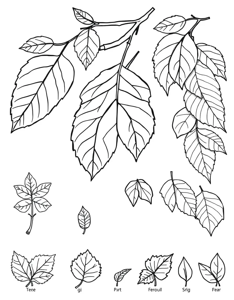 A detailed illustration of tree leaves identification chart