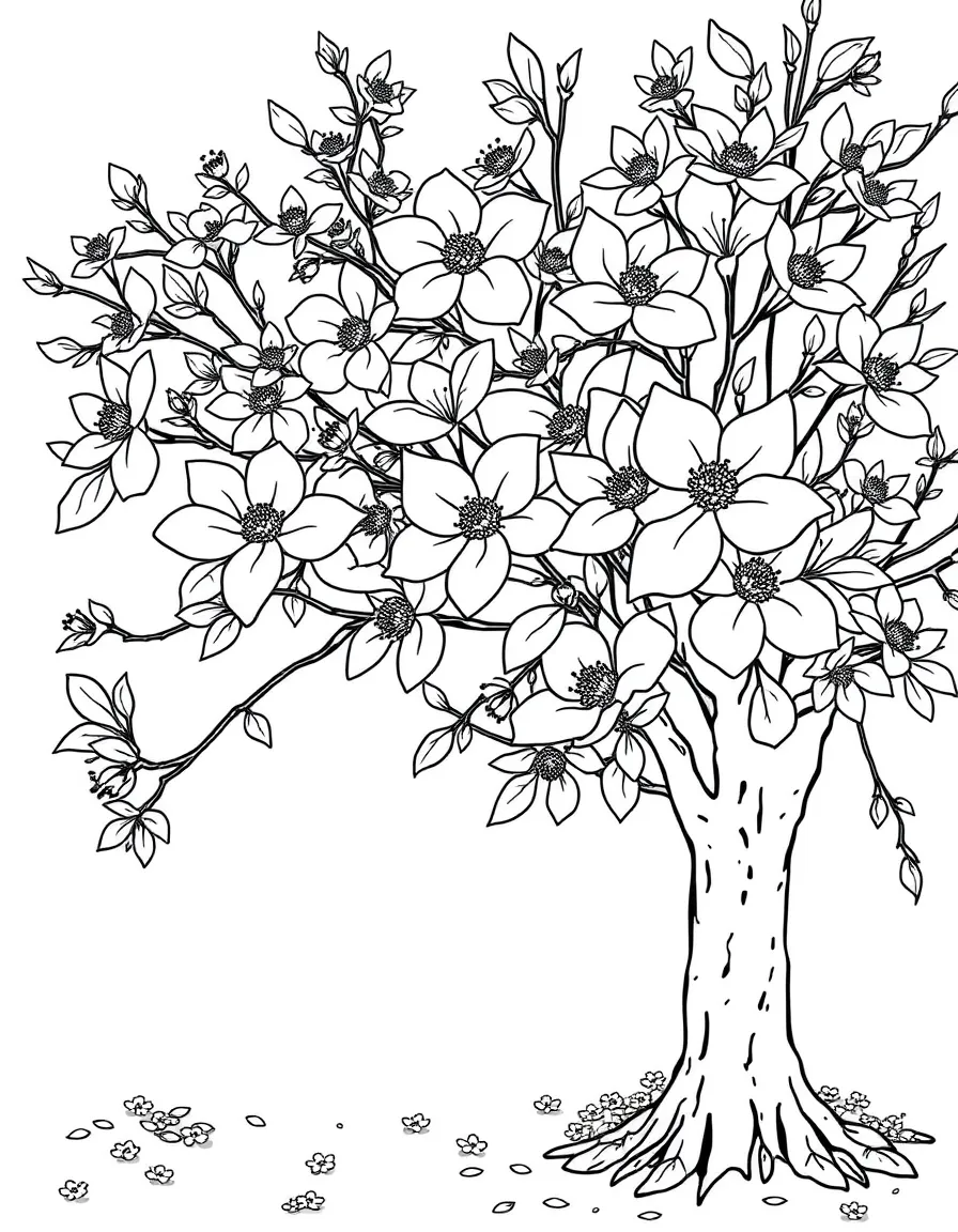 Dogwood trees in bloom with their signature flowers