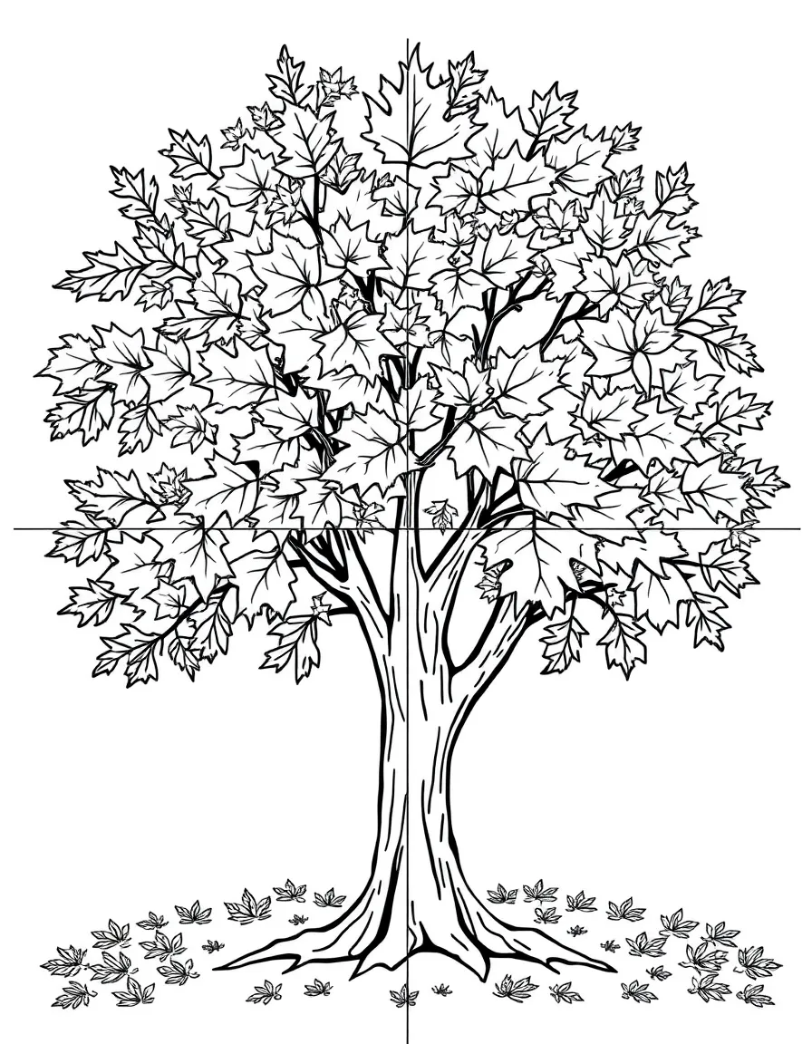 A maple tree through four seasons in quadrants