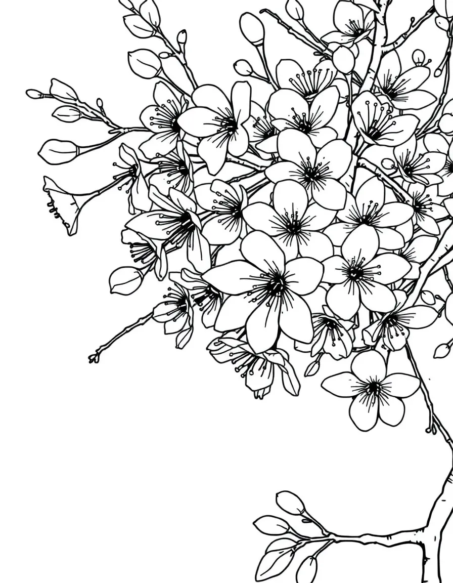 A detailed close-up of tree blossoms