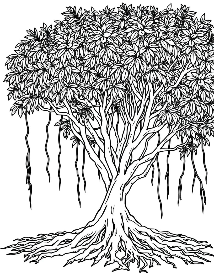 Mangrove trees with their complex root systems