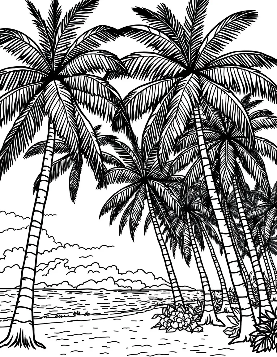 Palm trees on a tropical island beach