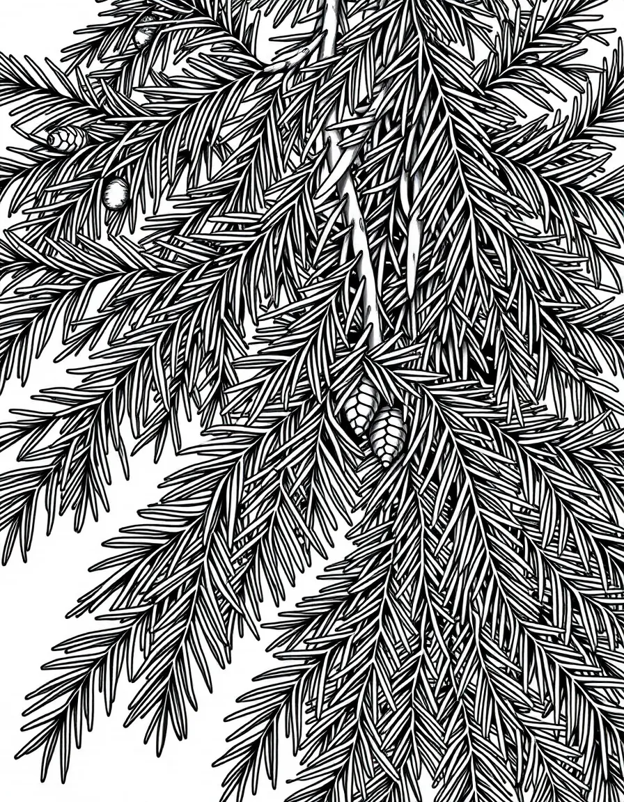 A cedar tree with detailed needles and cones