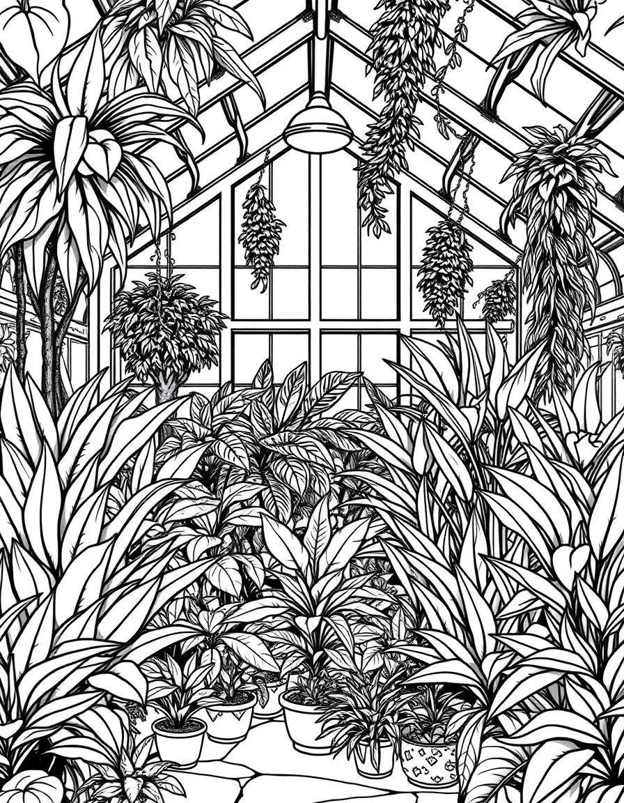 A greenhouse filled with exotic plants