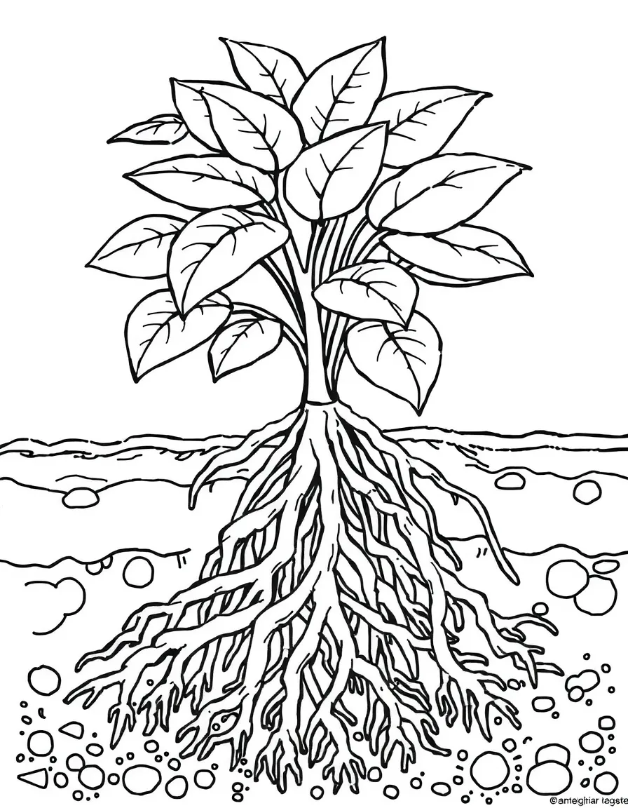 Plant roots systems shown underground