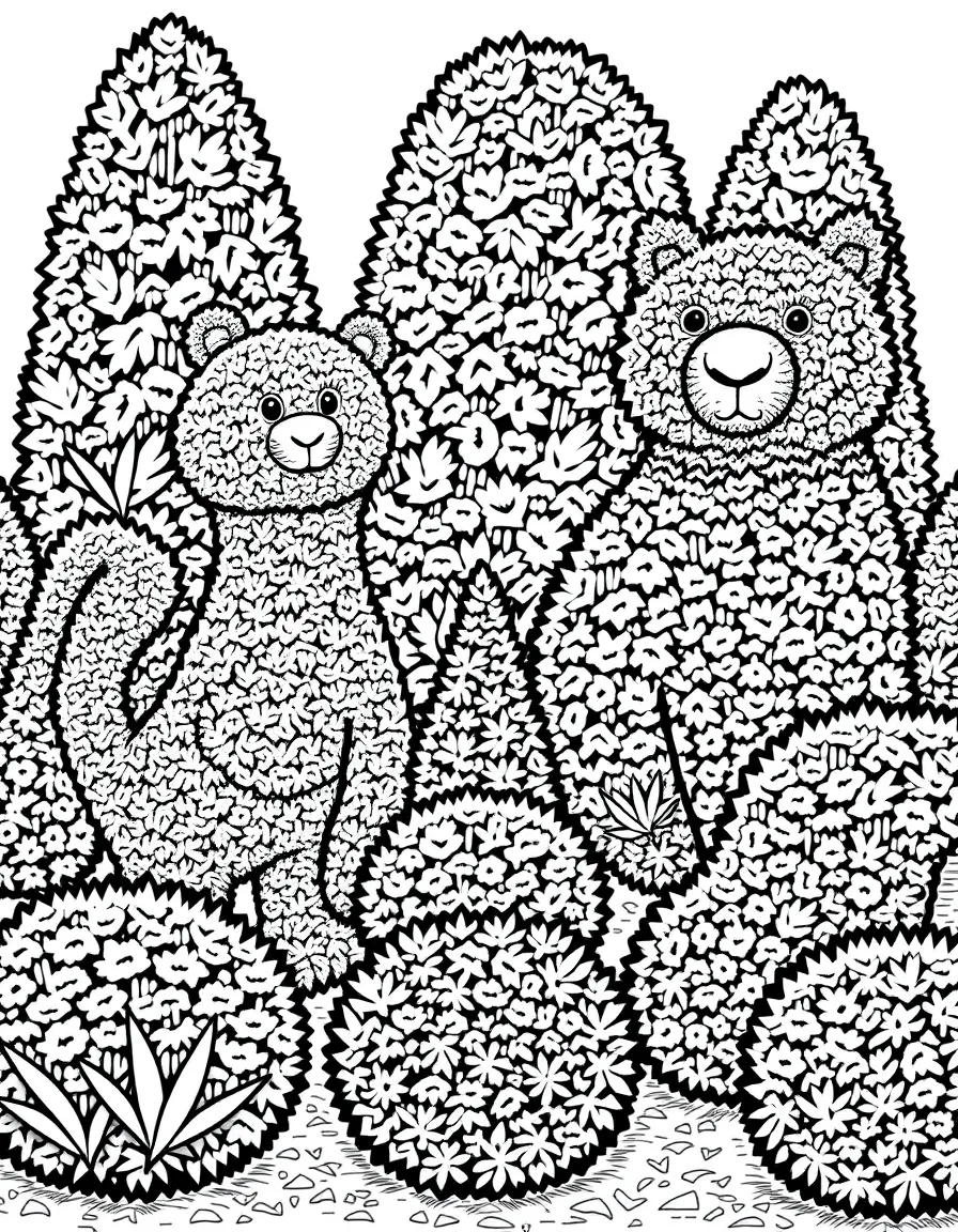 Topiary garden with animals shaped from bushes