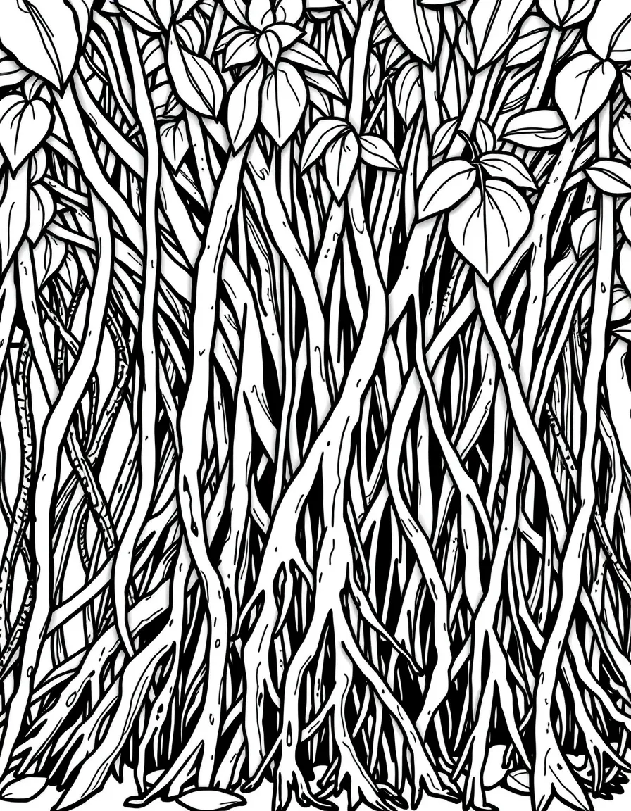 Detailed roots of mangrove plants
