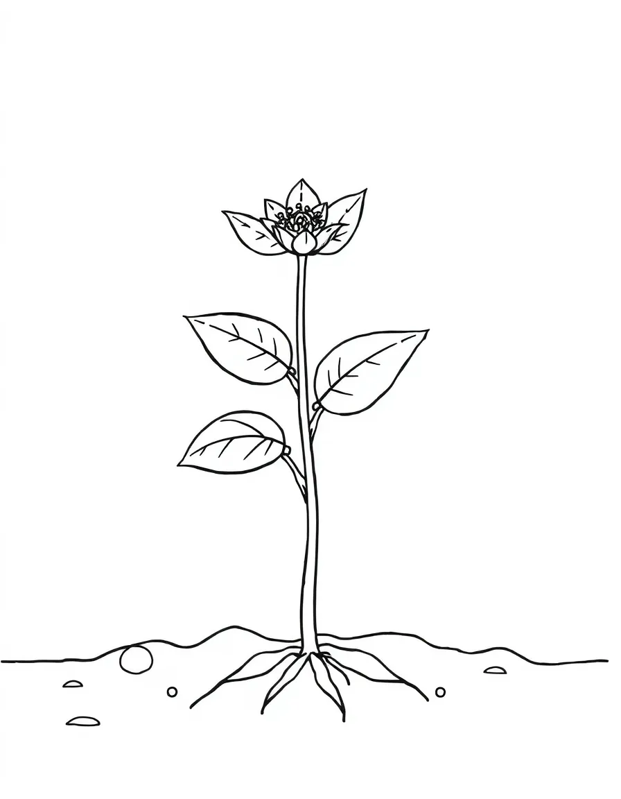 The stages of a plant growing from seed