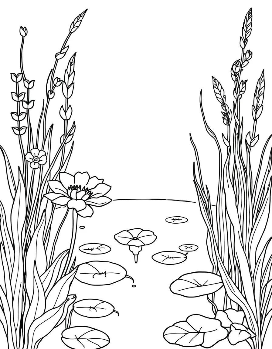 Aquatic plants in a pond ecosystem