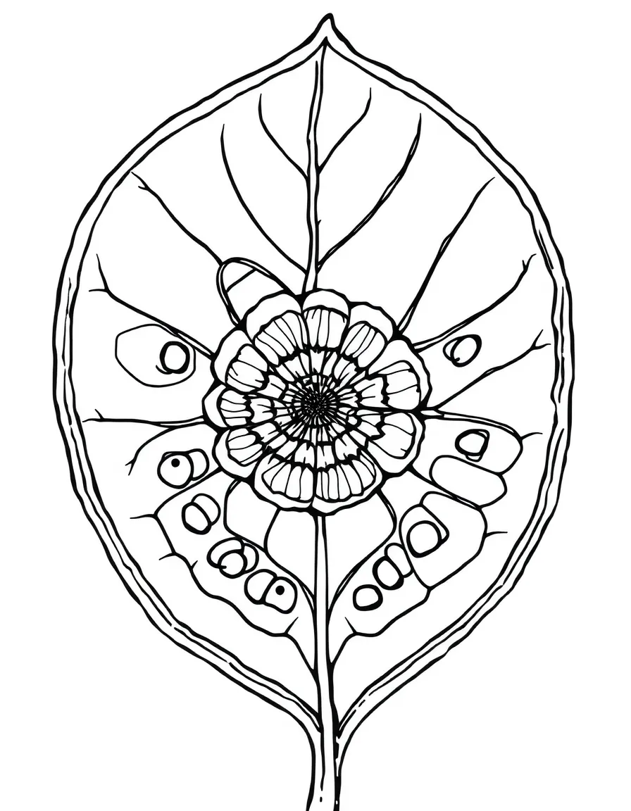 A detailed cross-section of a leaf showing cell structure