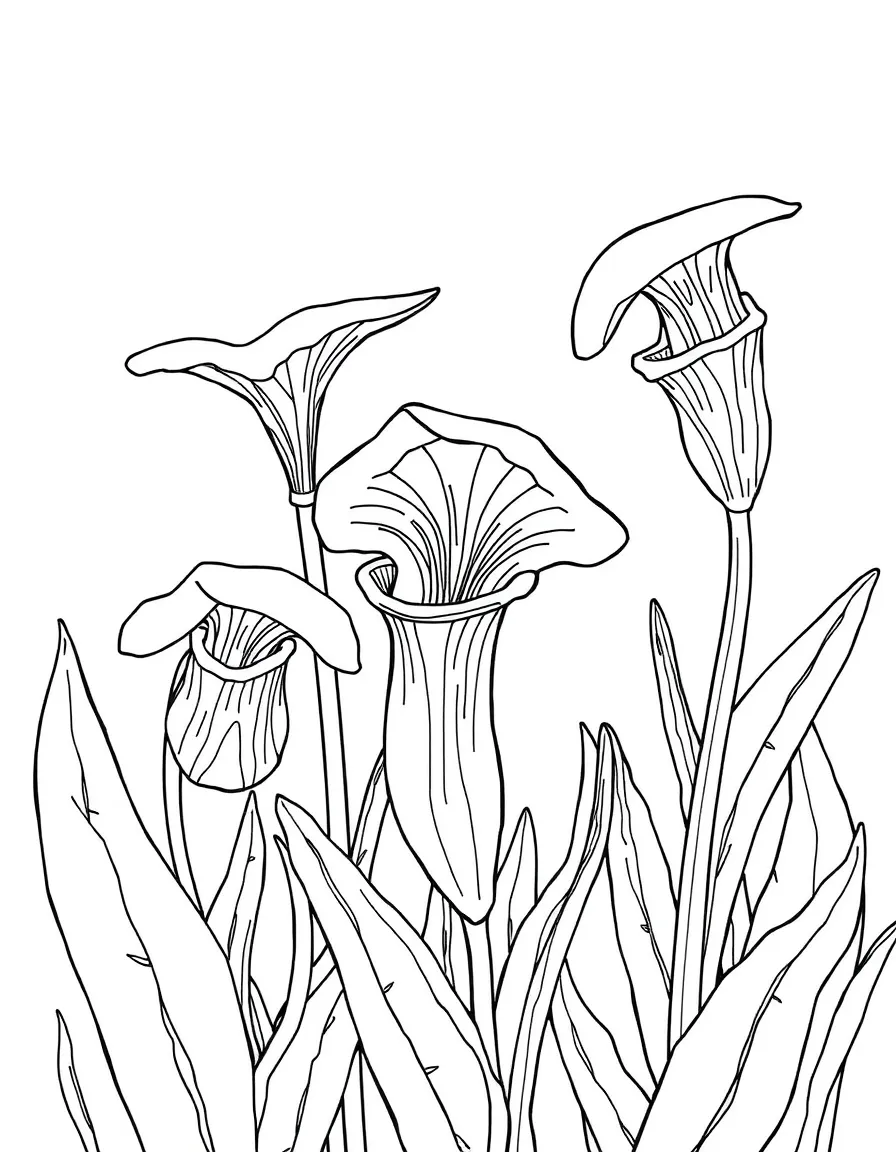 Pitcher plants with their detailed trap structures