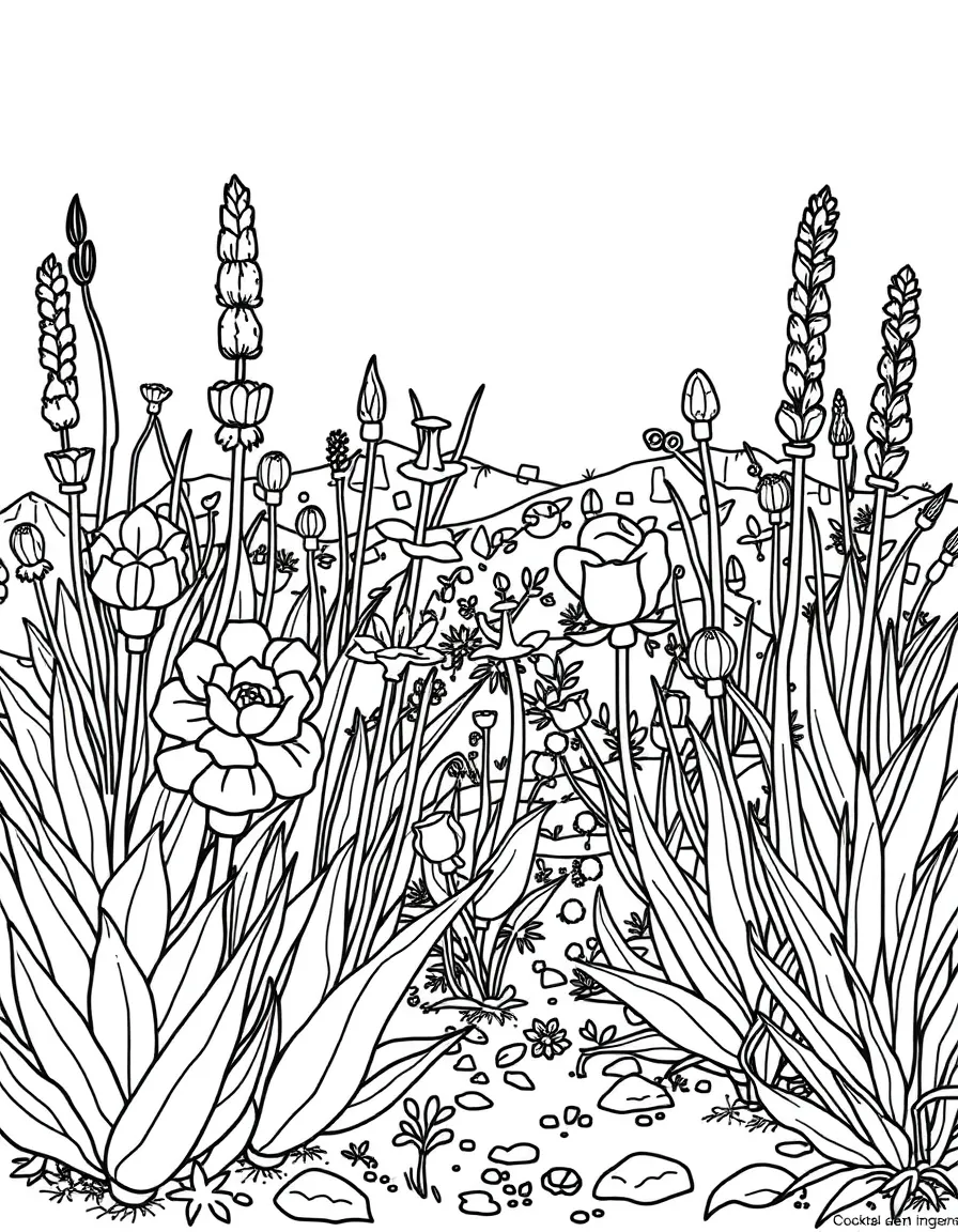 A garden showing drought-resistant plant adaptations