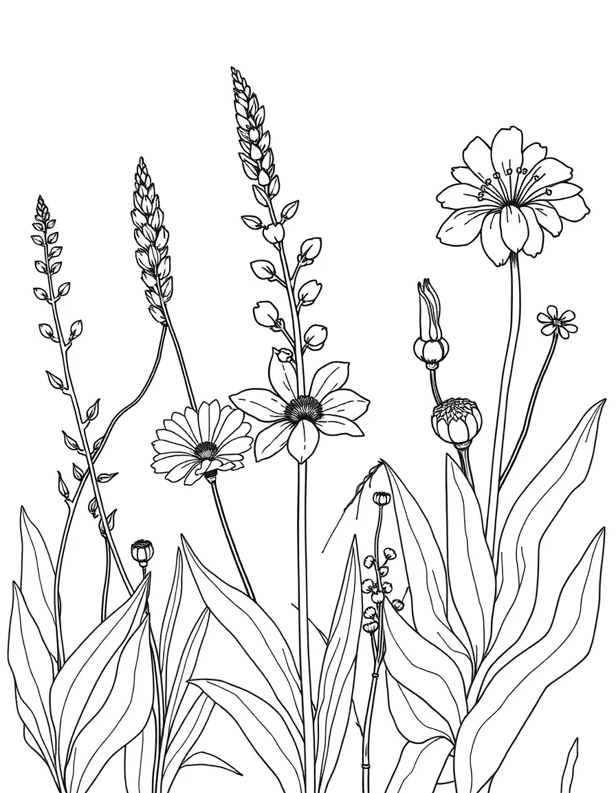 Detailed illustrations of plants used for paper making