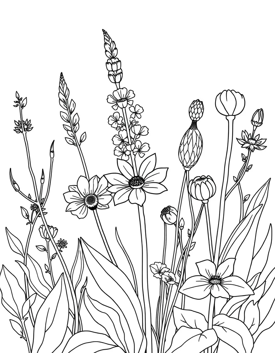 Detailed illustration of plants used in cosmetics