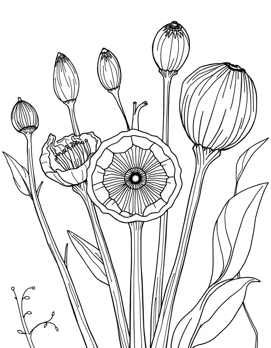 Detailed cross-sections of plants with hollow stems
