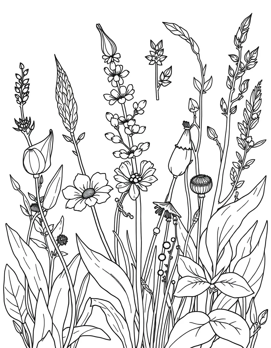 Detailed illustration of plants used in traditional ceremonies
