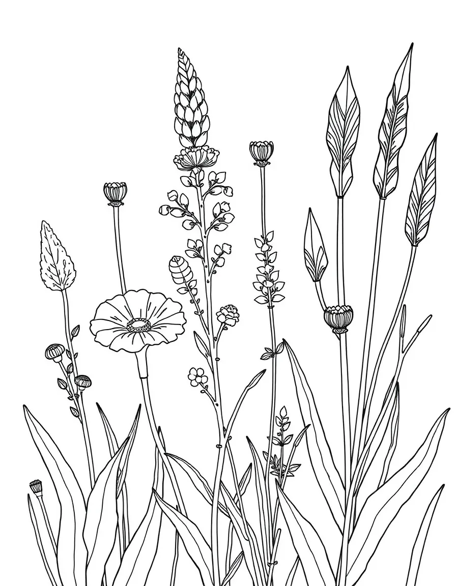 Detailed illustration of plants used for arrow-making