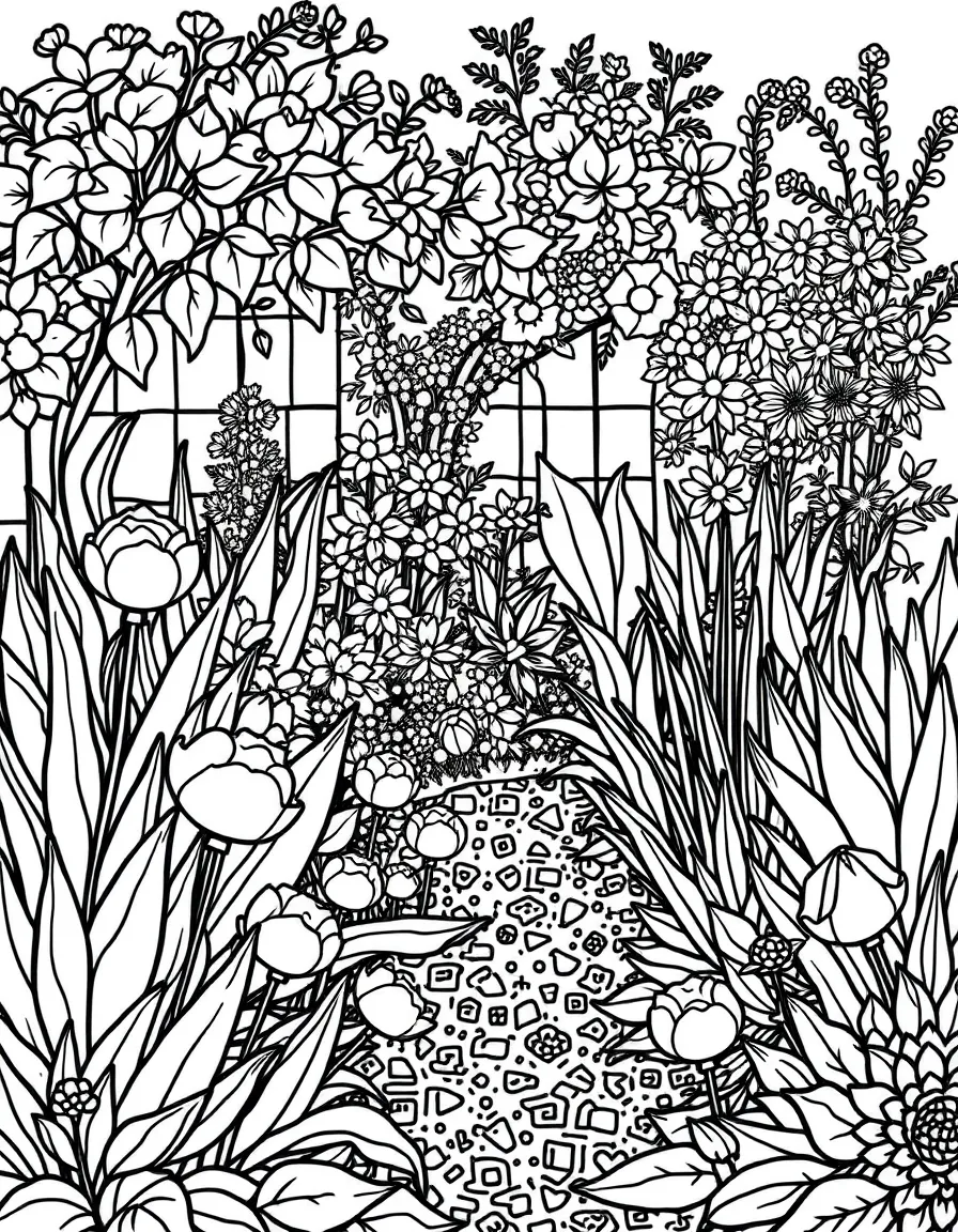 A garden designed around a specific color theme