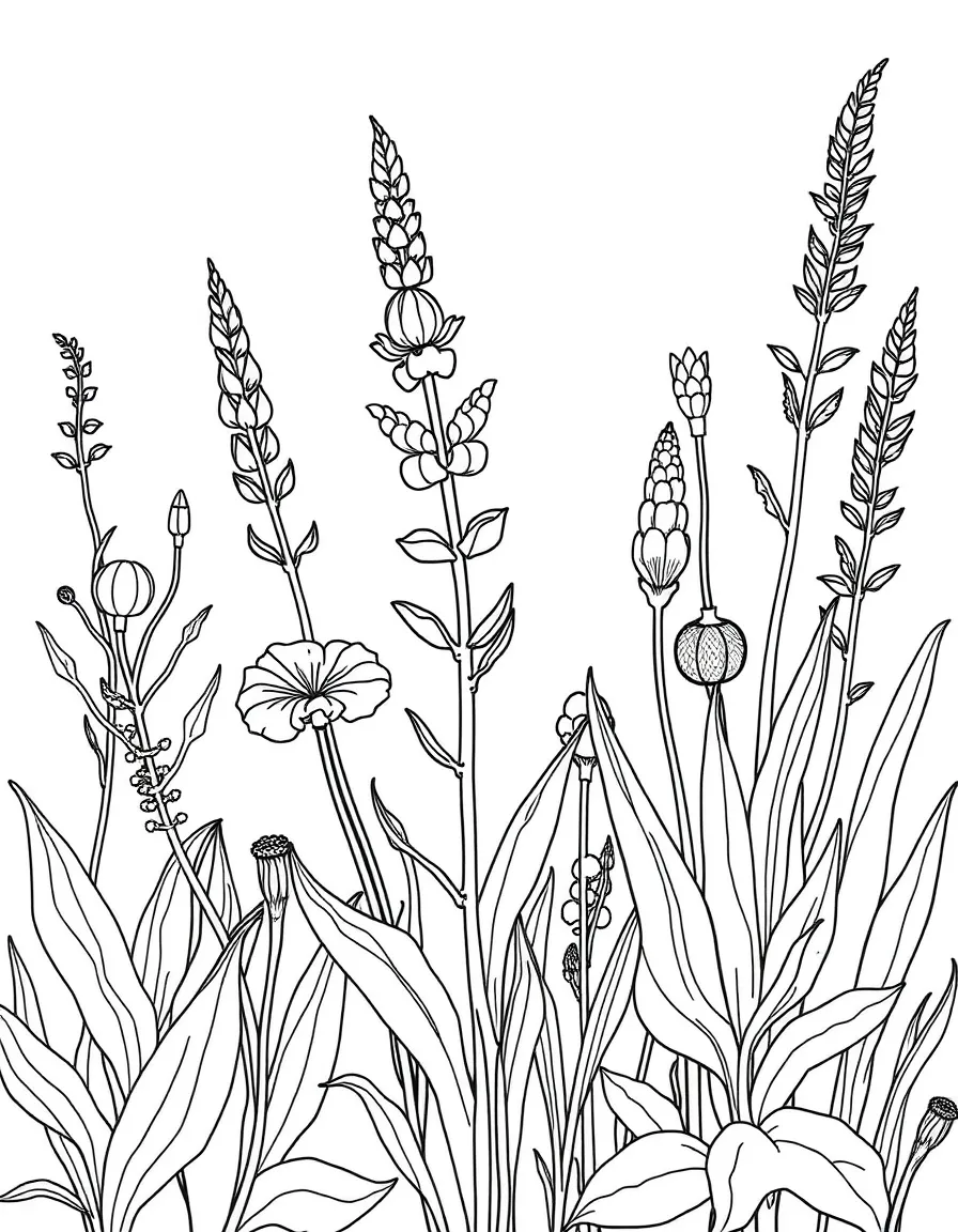 Detailed illustration of plants used for natural insulation