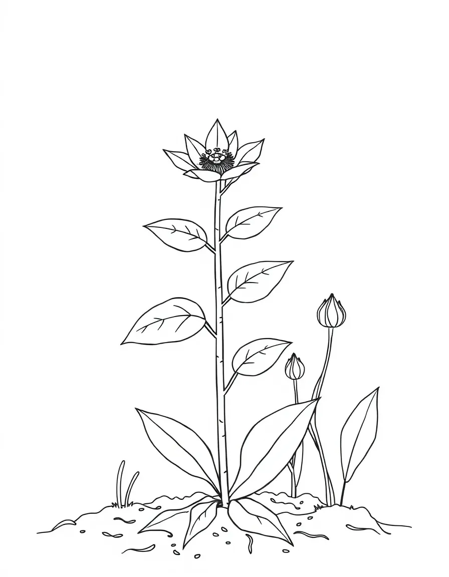 A botanical illustration showing a plant's life cycle