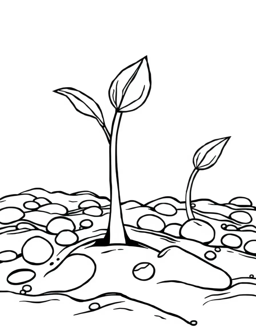 A close-up of seeds sprouting in detailed stages