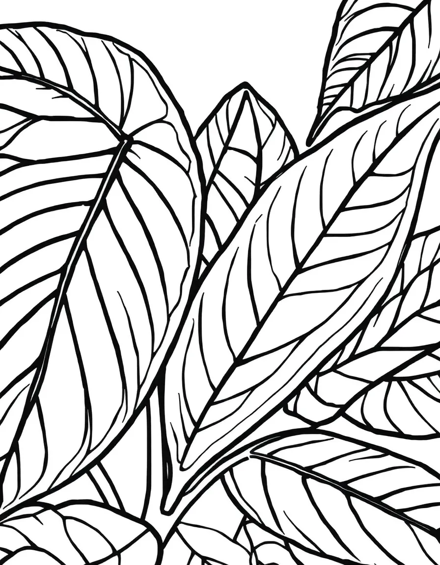 A close-up of leaf patterns and textures