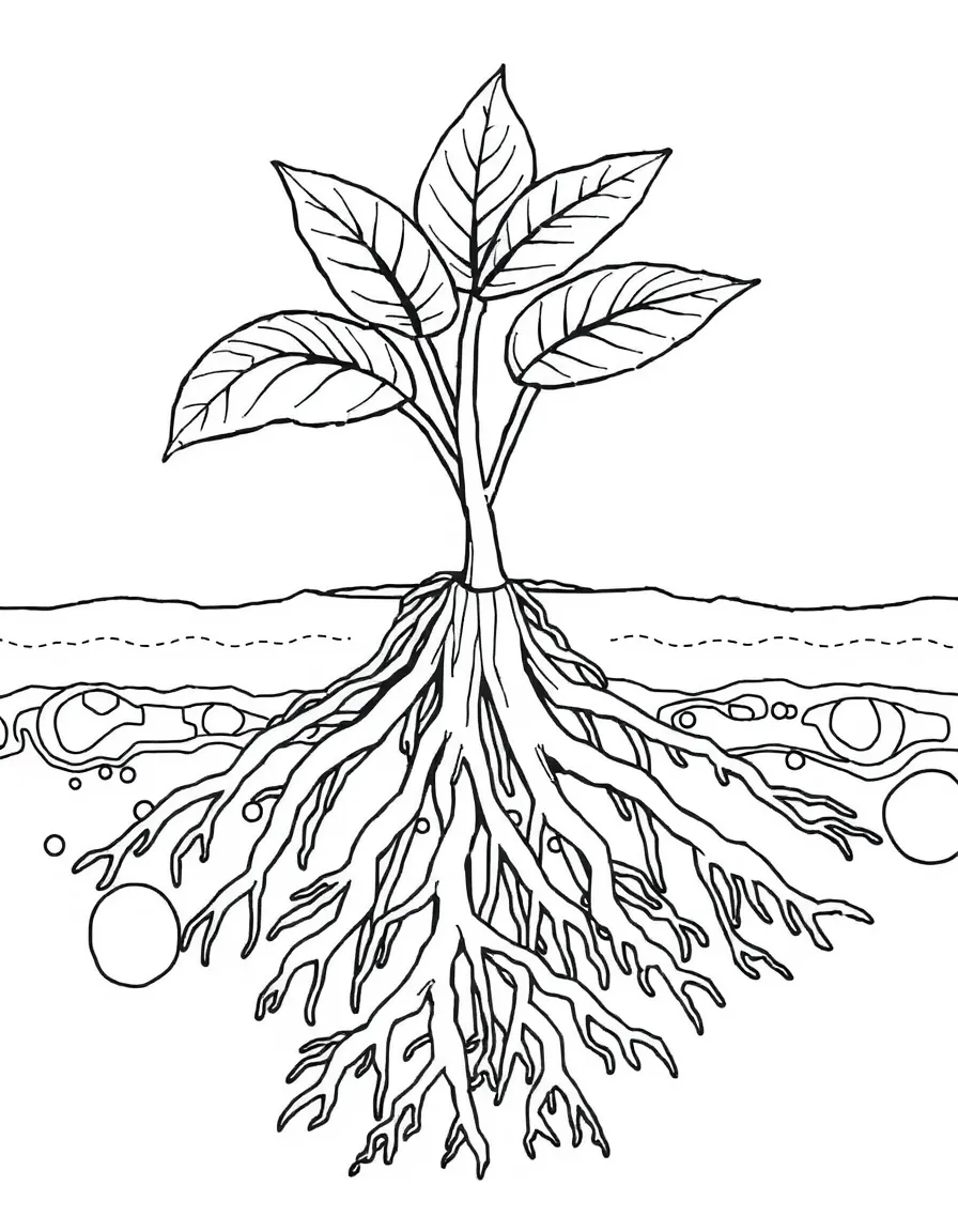 A detailed cross-section of plant root interactions