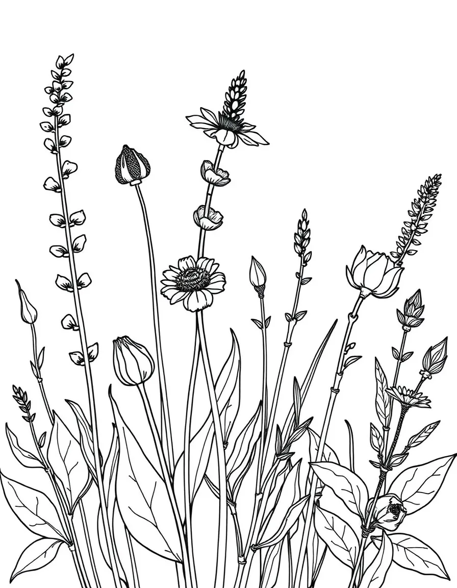 A detailed illustration of edible wild plants