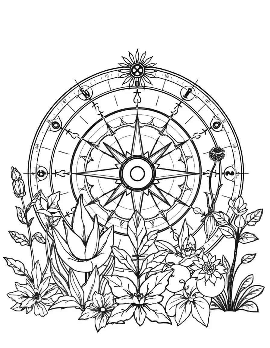 Plants arranged to create a natural sundial
