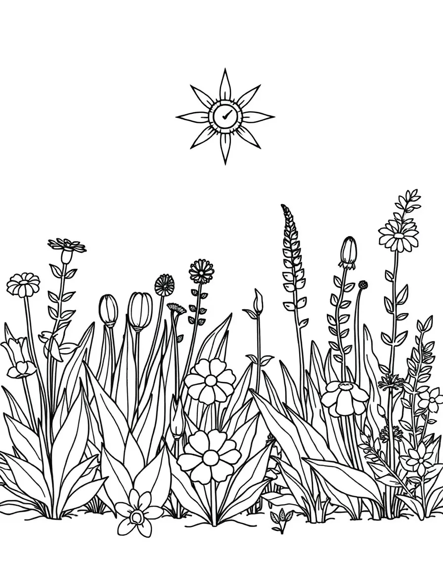 A garden where each plant has a symbolic meaning