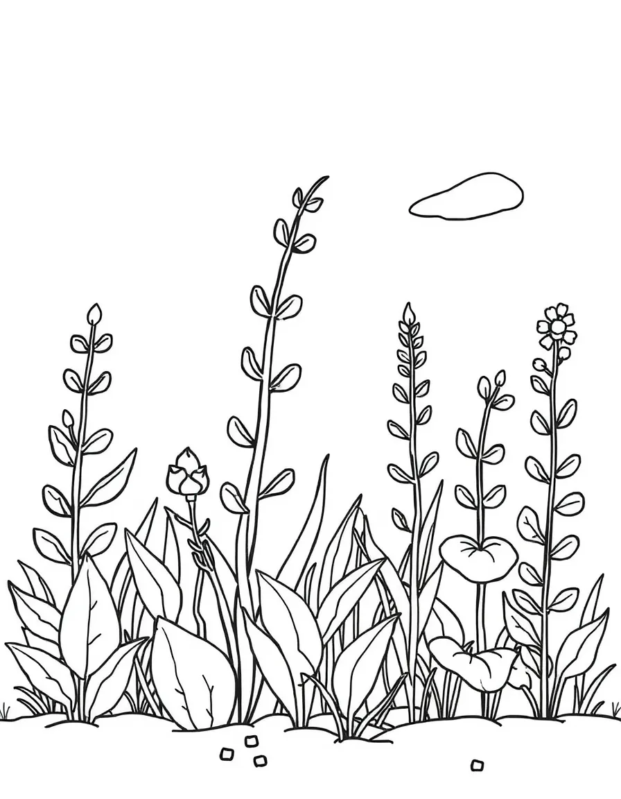 Plants growing in a child's imaginative world