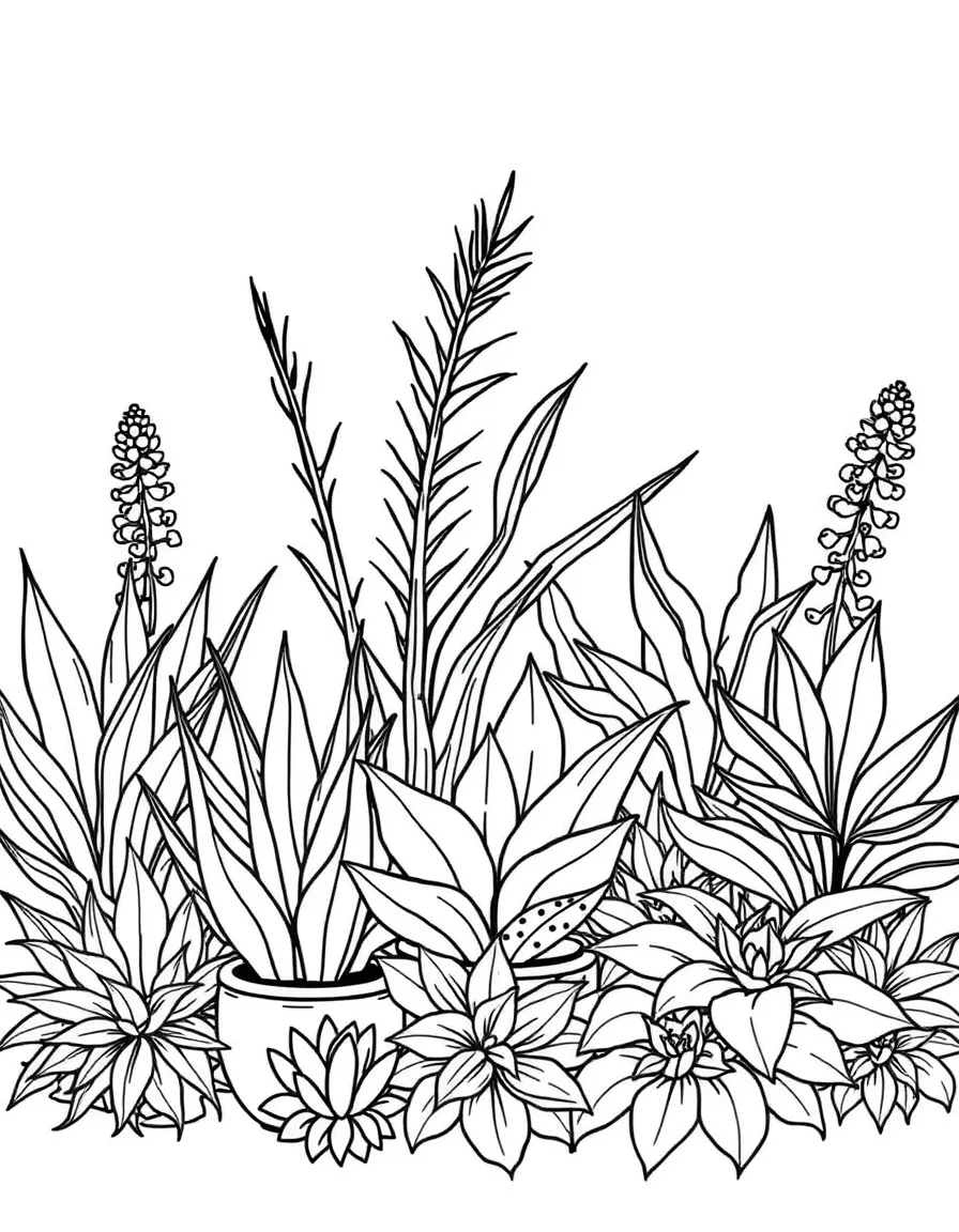 Plants arranged to showcase their architectural forms