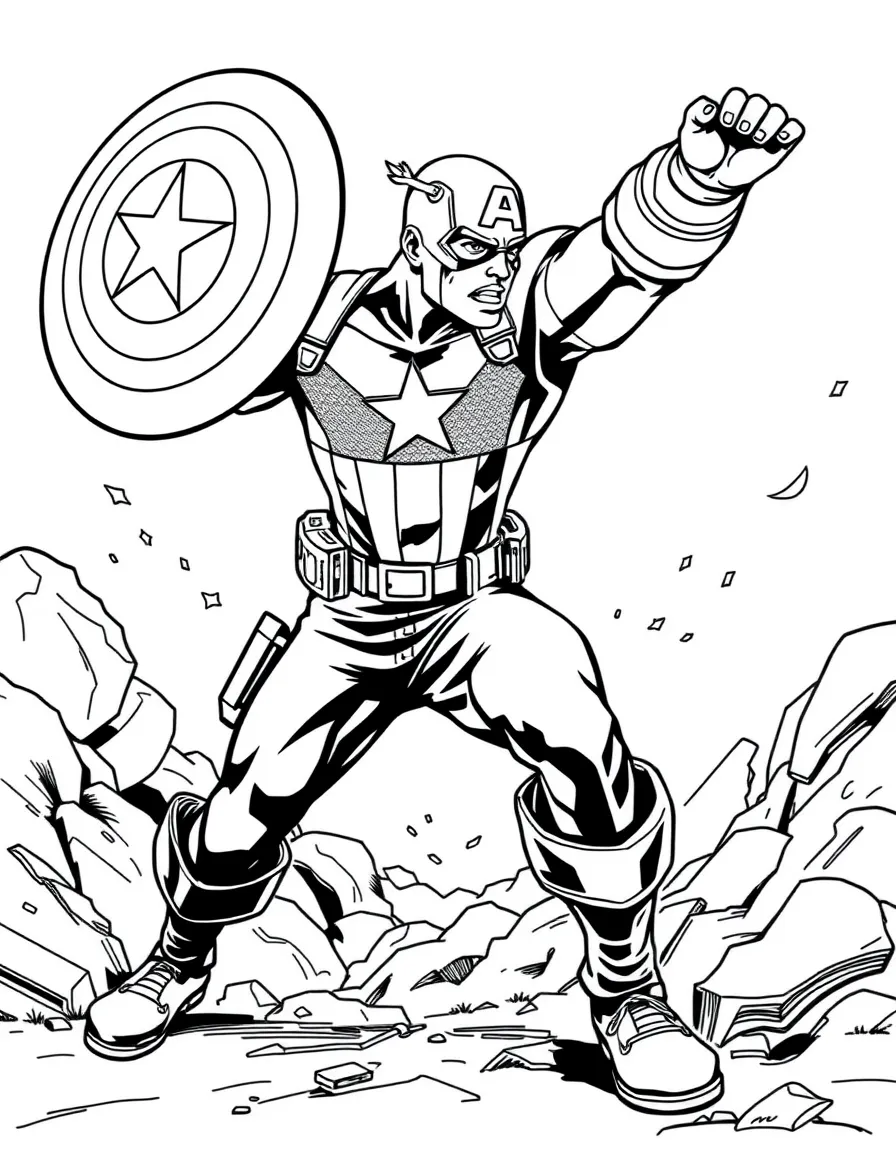 Captain America throwing his shield with perfect accuracy