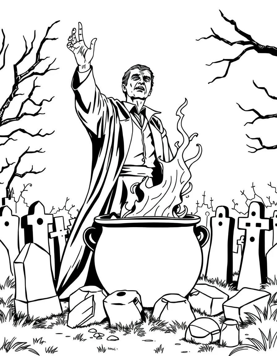 Voldemort rising from the cauldron in the graveyard scene