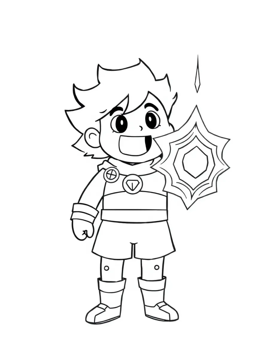 Steven Universe with his gem glowing, shield activated