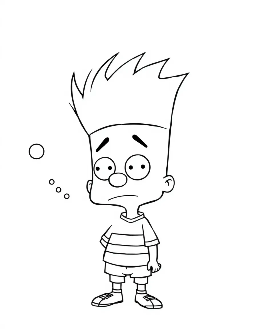 Hey Arnold with his football-shaped head contemplating life