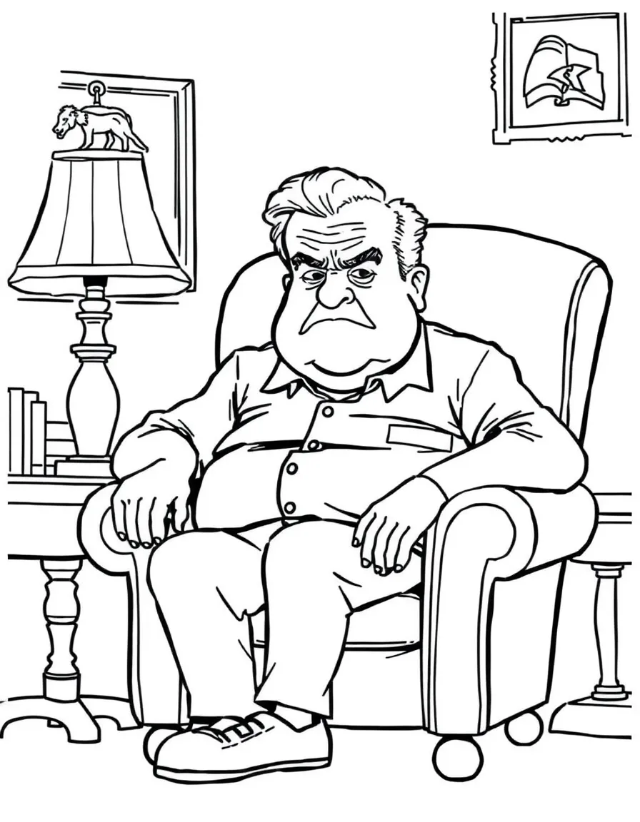 Archie Bunker from All in the Family in his favorite chair looking grumpy