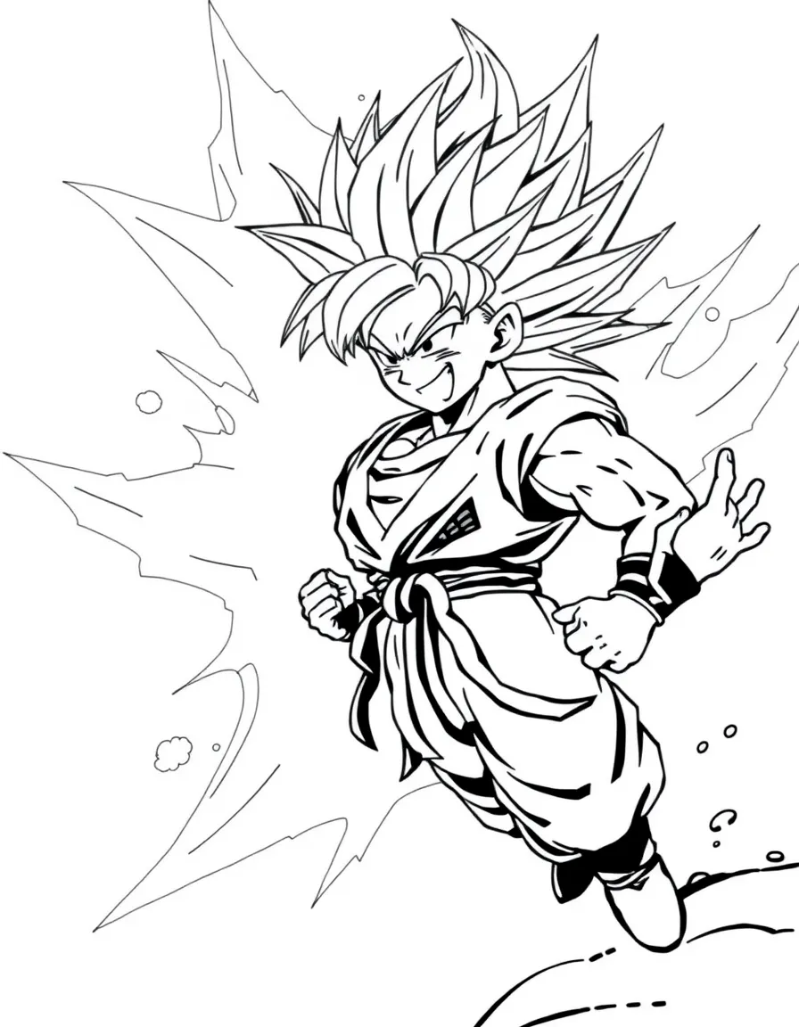 Goku powering up to Super Saiyan with his aura flaring